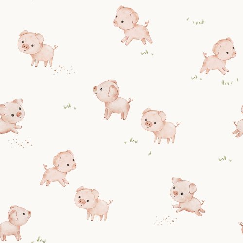 Hand drawn playing pigs.