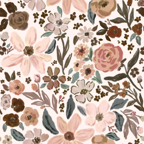 neutral boho floral with peach brown beige and sage tones