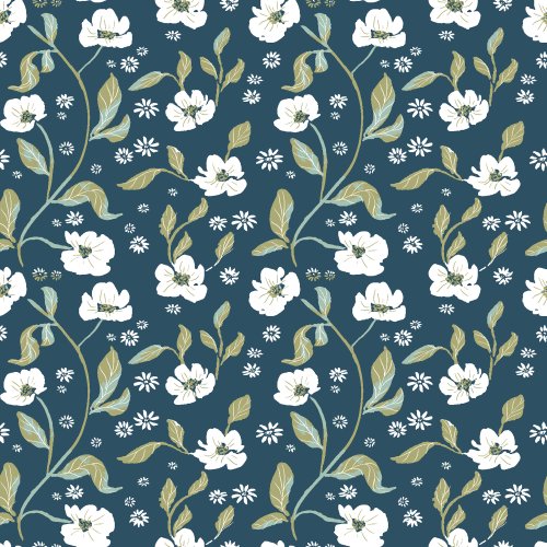 hand painted floral stripes on navy blue for Hope and Future quilt kit