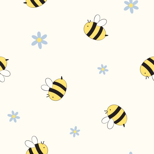 Cute Spring Bees and flower tossed