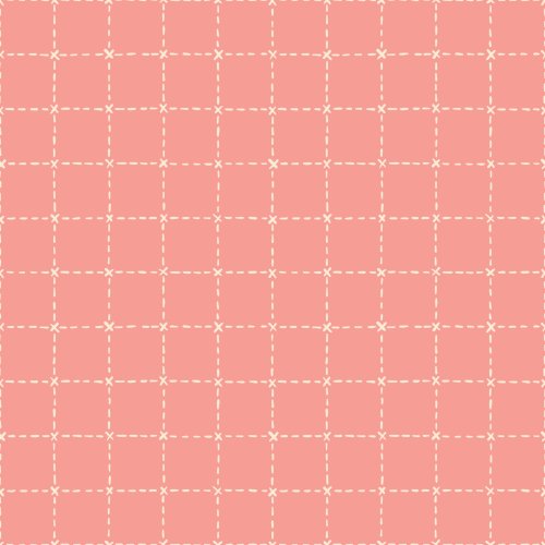 Pink plaid pattern with white stitched lines forming a quilt-inspired check design, offering a bold yet handmade coordinating print.