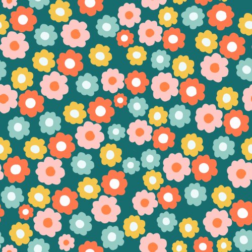 fall floral on teal background