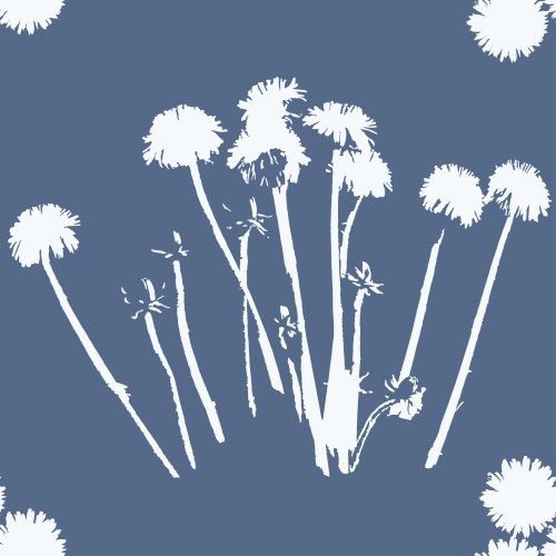 Lovely hand drawn dandelion plants. Pretty pattern at small scale. 