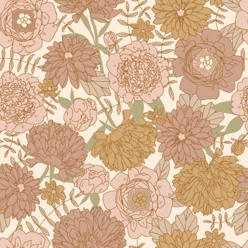 Hand drawn dahlias and peonies tossed on a clean background.