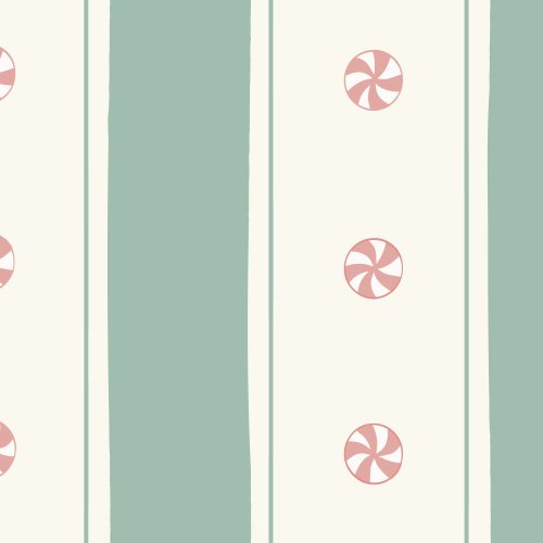 Wide stripe with mint Christmas candy detail. Perfect for holiday clothing and projects.