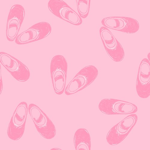 Pairs of children's Ballet Slippers tossed in a multidirectional print