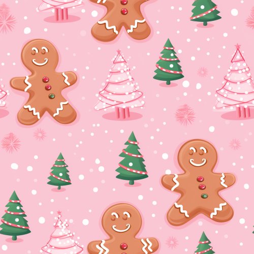 gingerbread men on pink background