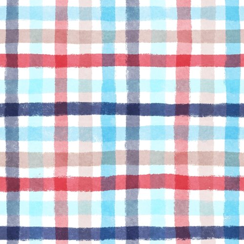 patriotic hand drawn watercolor plaid with tan white blue navy and red tones