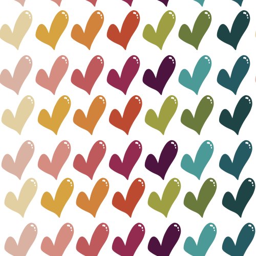 Valentine's day fabric design with multicolor hearts