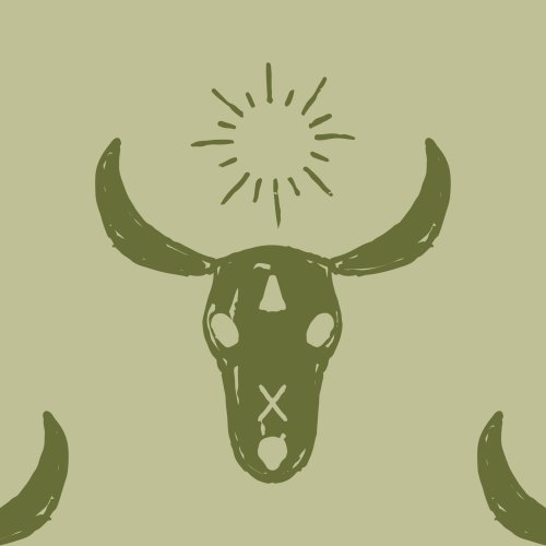 Hand drawn cow skull half drop