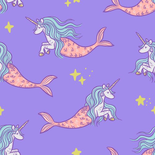 Mermaid Unicorns? Mericorns? Available in pink, purple, or cream.