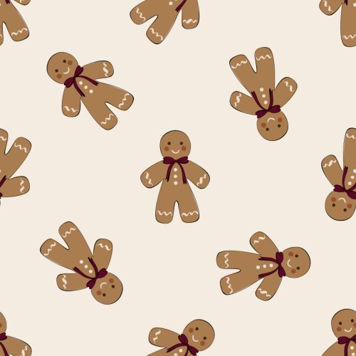 Cute Festive Gingerbread Man Cookies with Bows Tossed
