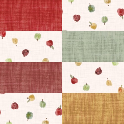 Autumn colored rectangle checker with tiny apples