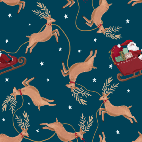 Santa sleigh and reindeer in sky for Christmas