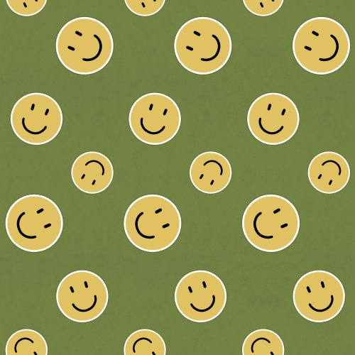 smiley face stickers on a green background