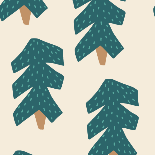 woodland winter pine trees in a whimsical design