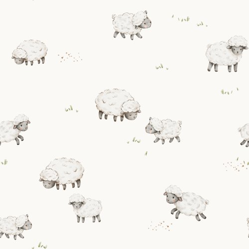 Hand drawn blacknose sheep in a field.