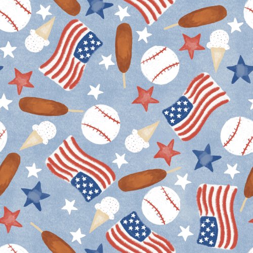 american flags, baseballs and corndogs