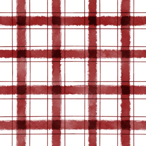 watercolor gingham plaid red and white hand drawn