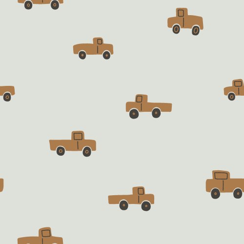Little pick up trucks with wobbly wheels in summer and gender neutral colors for any roadtrip