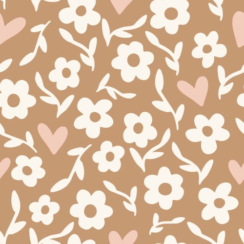 Minimalistic florals with scattered hearts