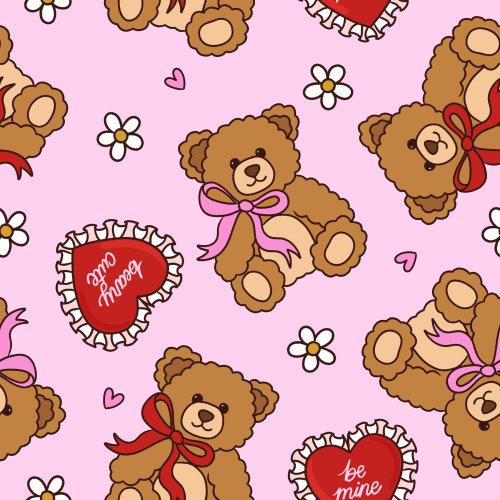 valentine teddy bear fabric