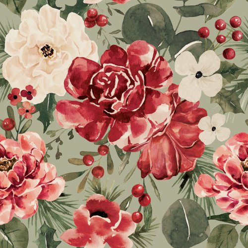 red and cream christmas floral