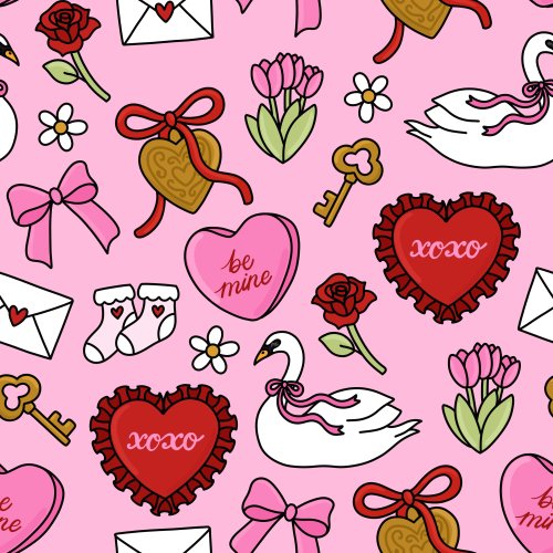 valentine's day hearts and swans
