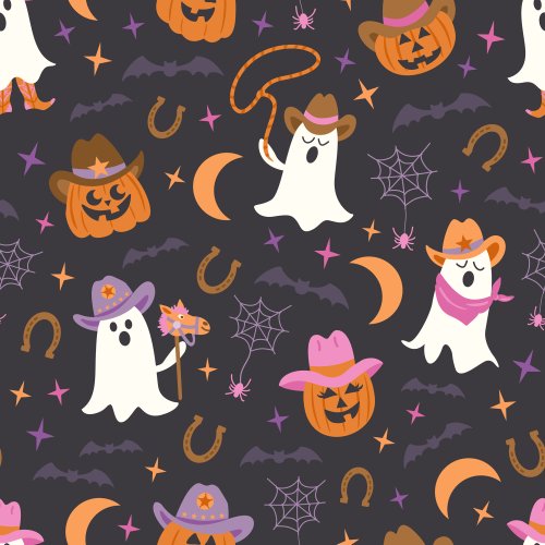 Western Halloween seamless pattern