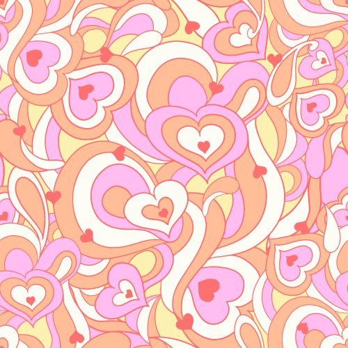 Sweet Hearts Groovy Retro Hearts in Pink Orange Yellow