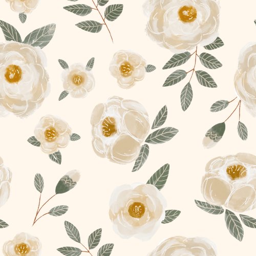 watercolor magnolia flowers tossed on a solid muted pastel background.