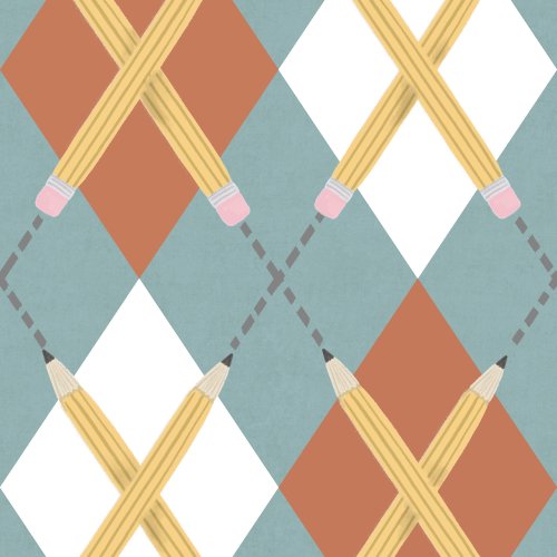 pencils and preppy argyle in a fun back to school pattern for girls and boys