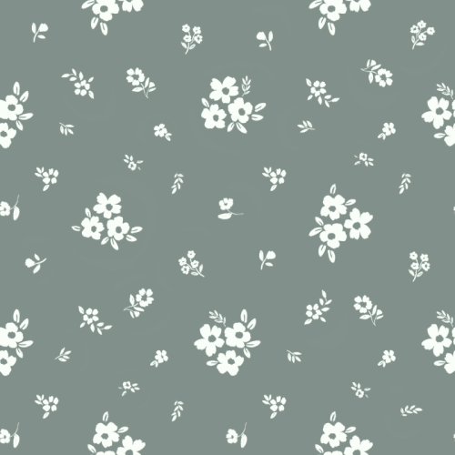 scattered simple floral on sage green