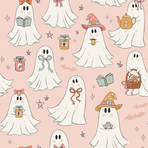 halloween ghost design on pink background