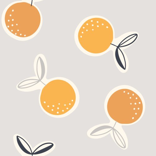 large orange fruit design on gray background