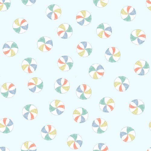 Polka dot pattern made up of colorful beach balls for summer