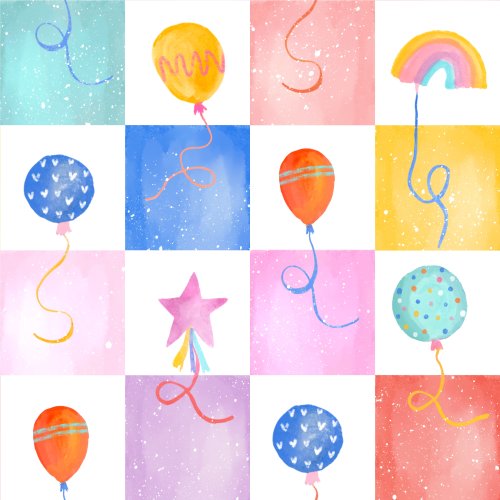 birthday checker design with balloons