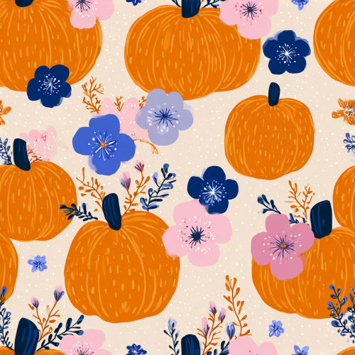 pumpkins with pink and blue floral
