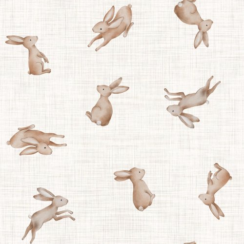 Non directional cute simple bunnies in linen.