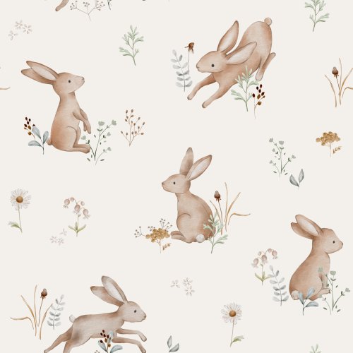 Hares Rabbits in the field in neutral. 