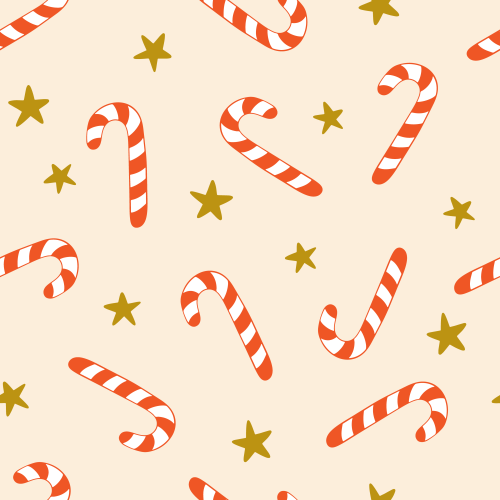 Tossed Christmas Candy Canes and Stars