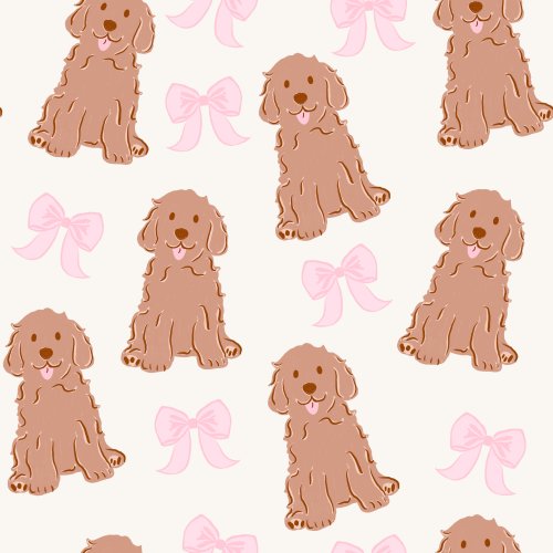 golden doodle dogs with pink bows