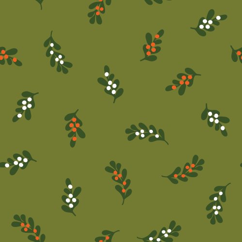 mistletoe and berries on green background