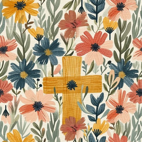 cross and flowers design