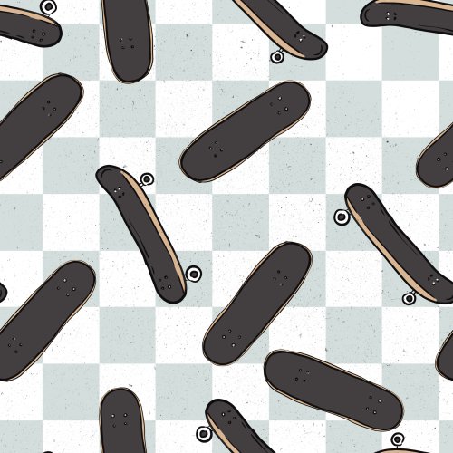 skateboards on checker background