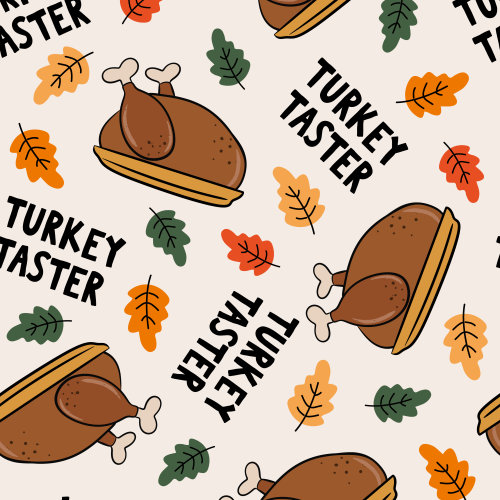 Tossed turkeys and Autumn leaves, cute print for dog bandanas 