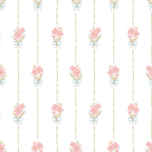 Vertical stripes with vintage florals 