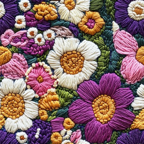 knitted purple fall floral