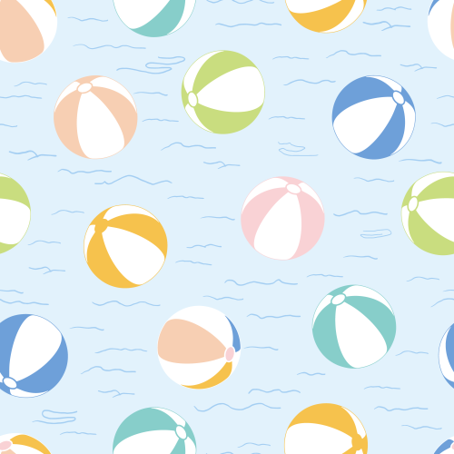 Colourful beach balls, waves 