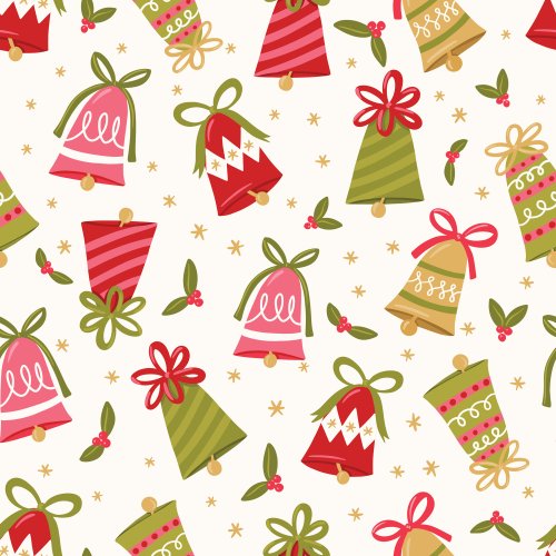 Vintage Christmas Bell seamless pattern